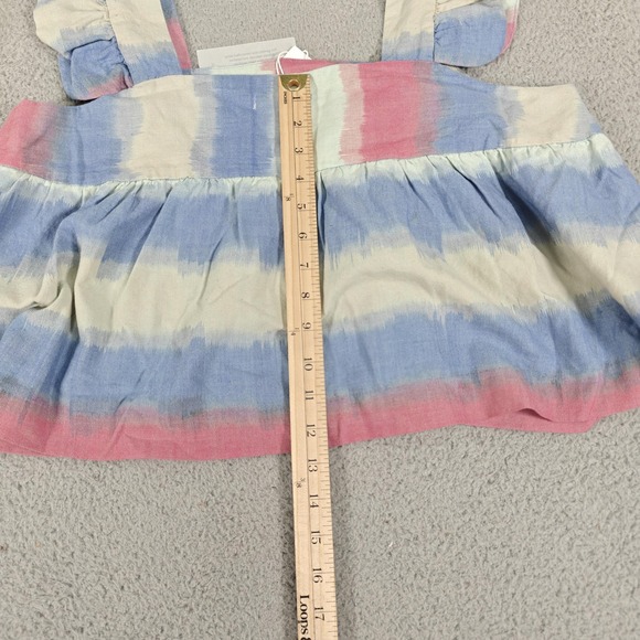 Outerknown Astrid Top Womens XL Multicolor Stripe Organic Cotton Tank Ruffle New - Picture 11 of 14
